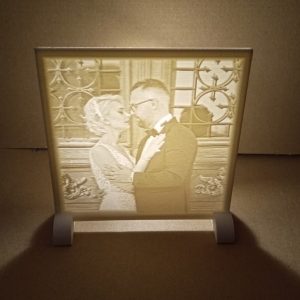 10 × 10 cm personalisiertes Lithophane mit Hochzeitsfoto